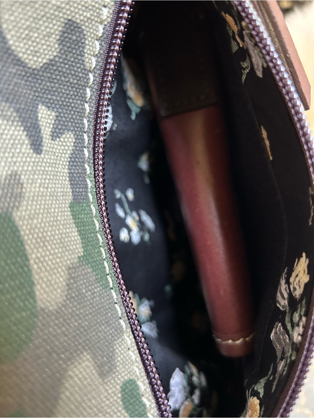 NWT Nocona XL, Camo Green/Brown Floral Embroidered Conceal Carry Satchel - Picture 8 of 10